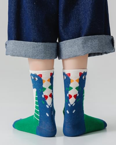 Detalle de Kyopp: 5 pares de calcetines antideslizantes para niños (6–8 años) con motivos de animales