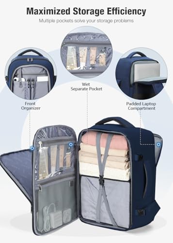 Thumbnail 3 de Lekespring Mochila de cabina para avión 40x20x25 (Ryanair) con 6 cubos de embalaje, 20L