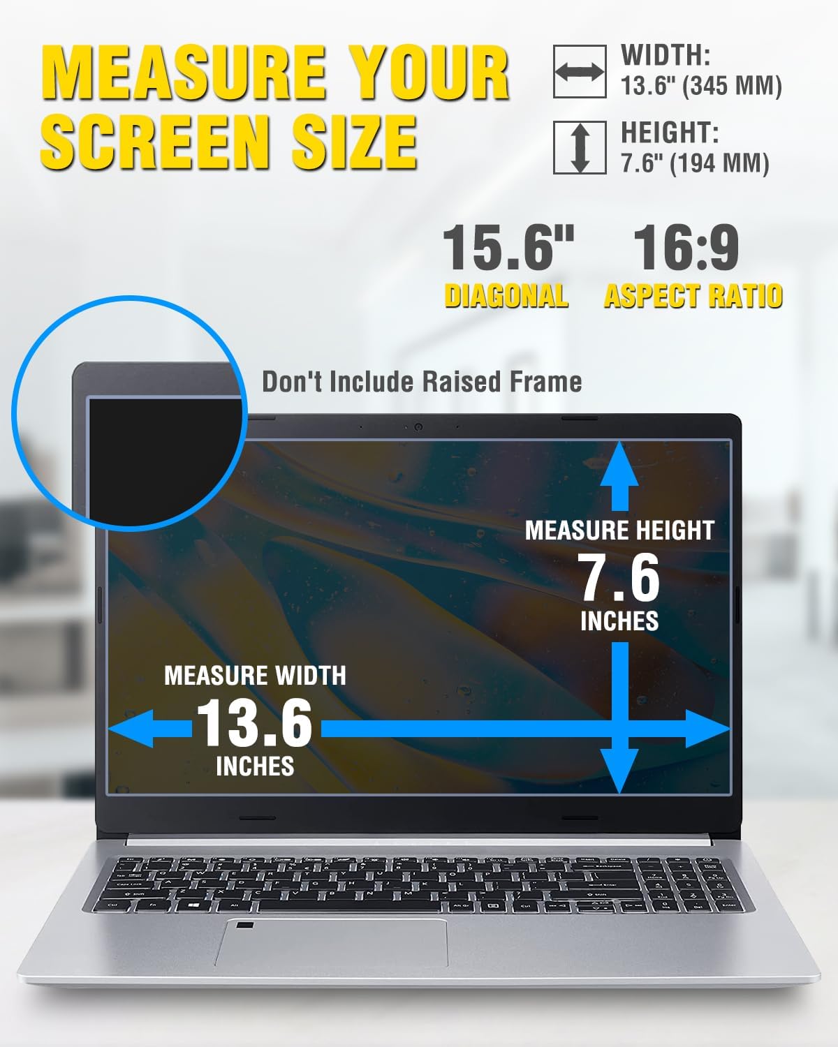 Detalle de F FORITO Magnetic Laptop Privacy Screen (15.6-inch, 16:9) 360° Anti-Peeping
