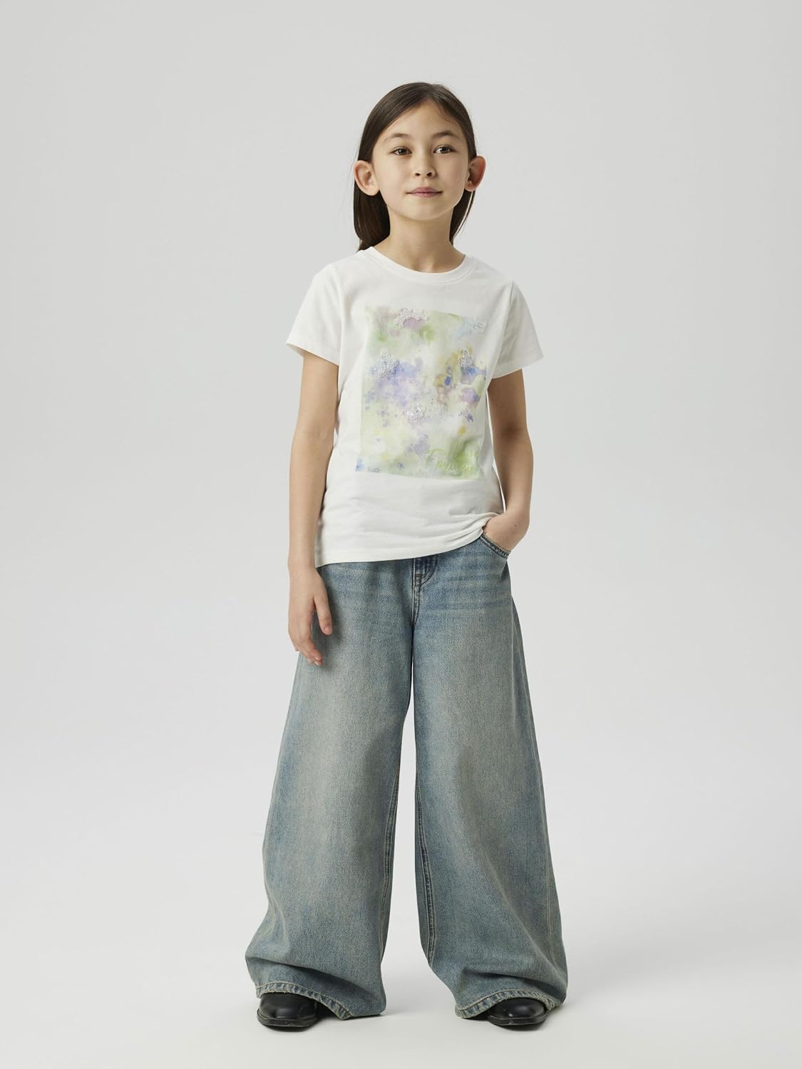 Detalle de NAME IT Nkfbella Skater Xwide Jeans 3111-za Noos – Jean coupe large, chic et confortable