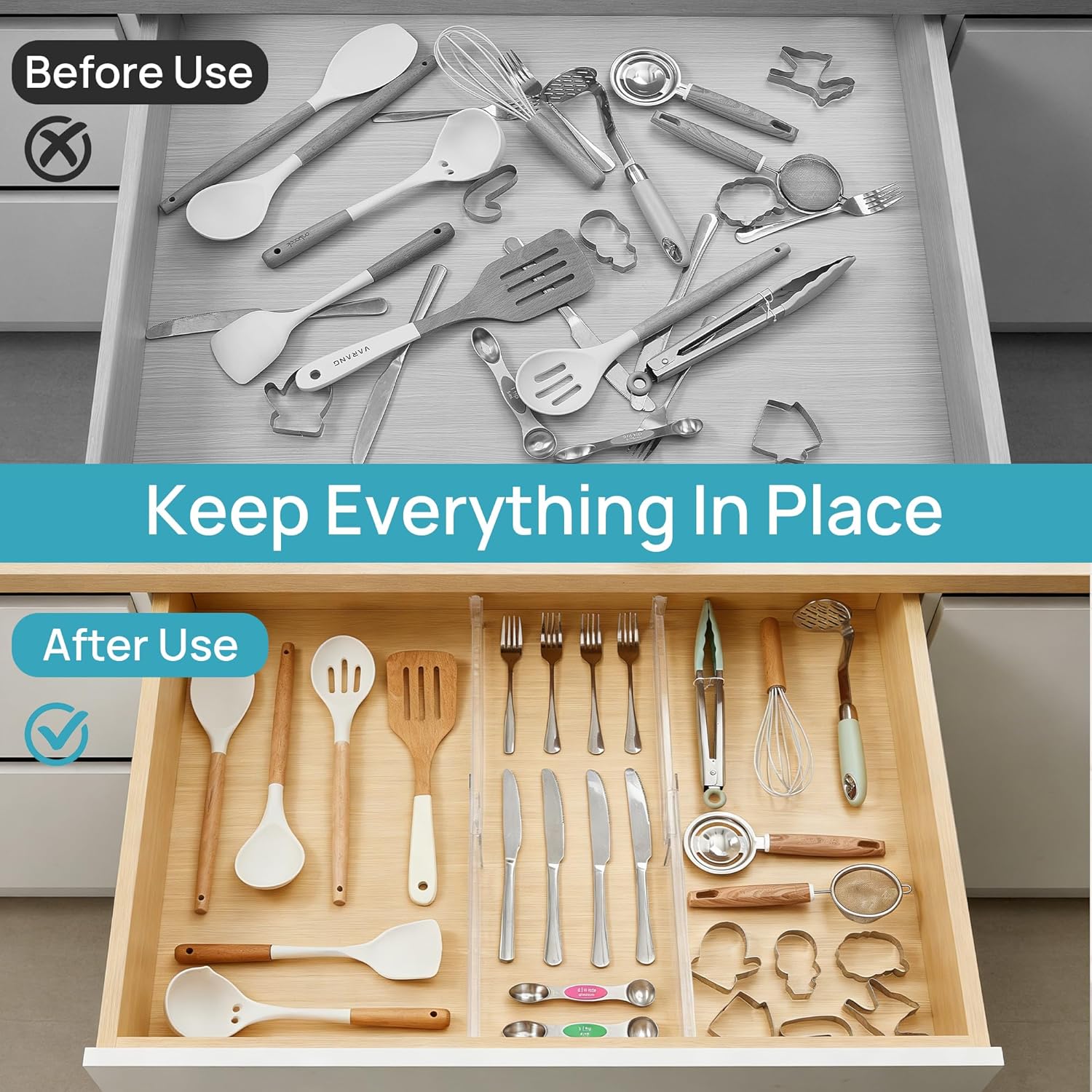 Thumbnail 5 de Vtopmart 4 Pack Shallow Drawer Dividers 2.36"