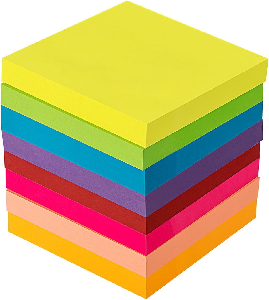 Detalle de ZCZN 8 Feuillets autocollants Sticky Notes couleur vive 76 x 76 mm – 8 blocs, 100 feuilles chacun