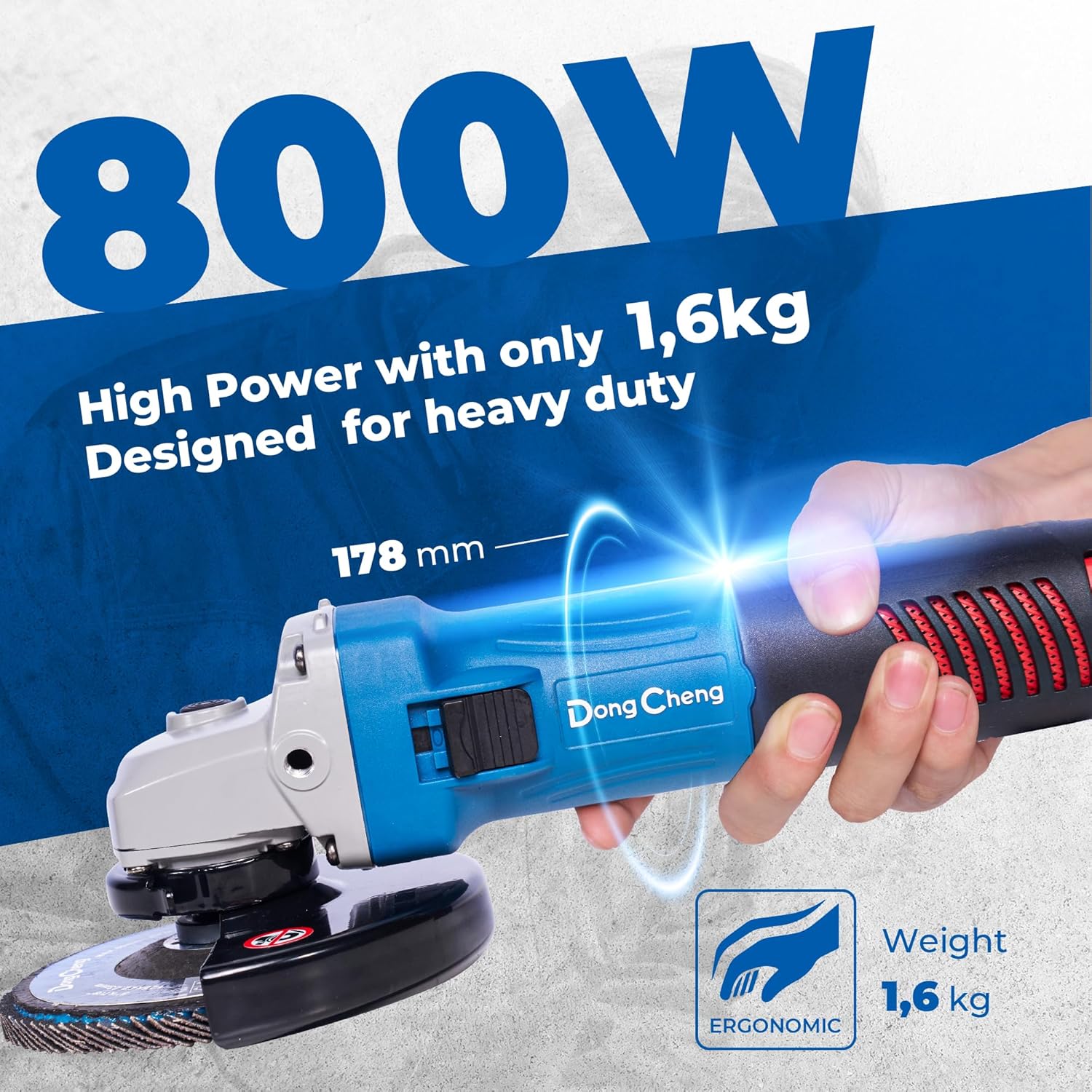 Thumbnail 1 de Dong Cheng 115mm 800W Angle Grinder with Storage Hard Case (Compact, Quick-Change Guard)