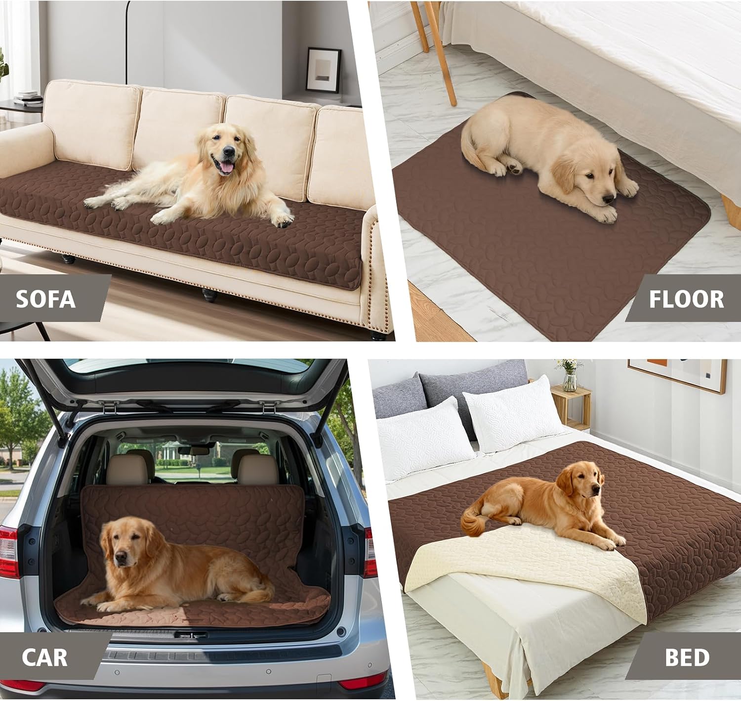 Detalle de Ameritex Waterproof Pet Bed Cover with Anti-Slip Design (30x80 Inches, Chocolate)