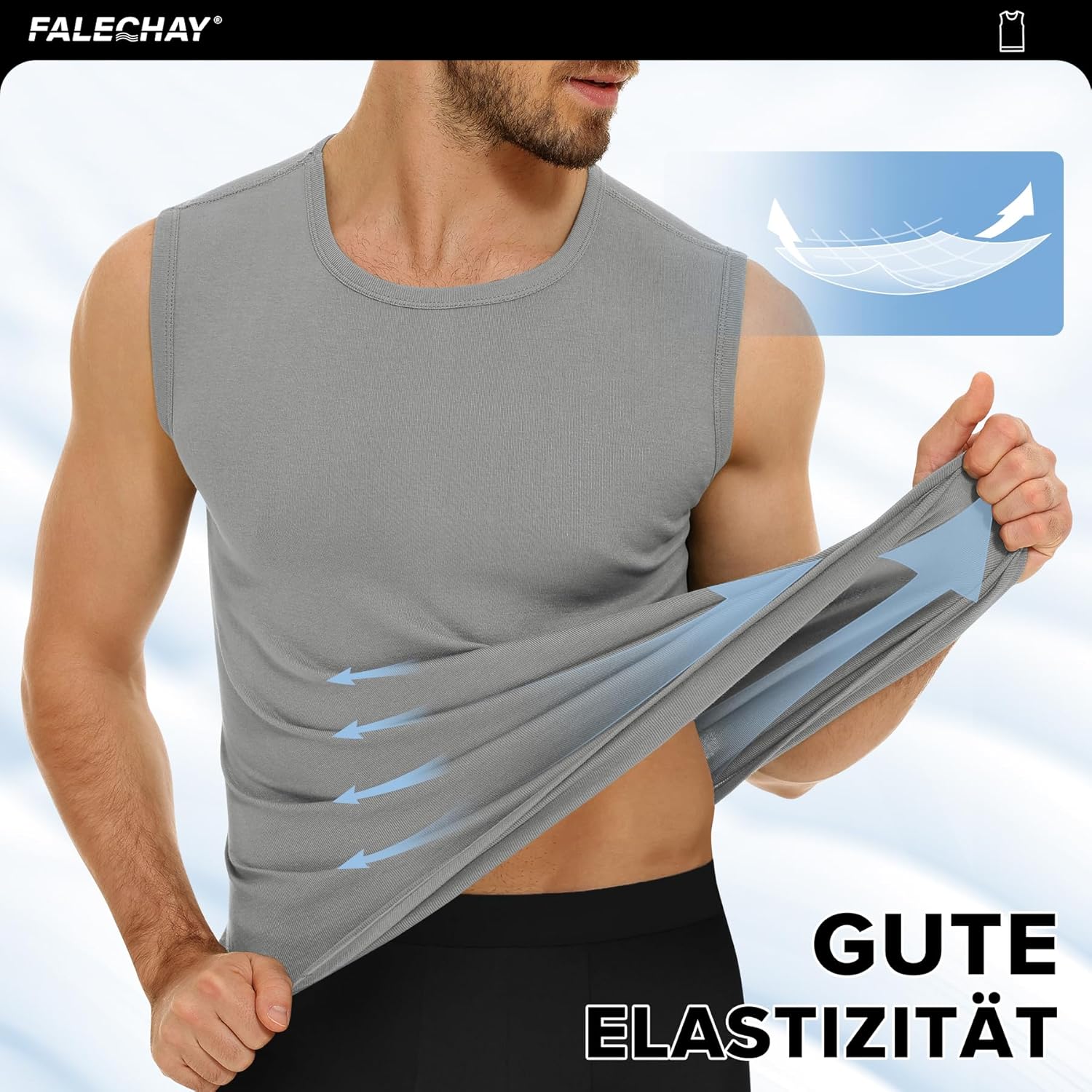 Thumbnail 4 de Falechay Canotte da Uomo – Pacco da 3, 100% Cotone, senza maniche