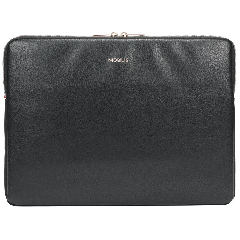 Detalle de Mobilis Pure Sleeve: funda para portátil 12.5"-14" en negro con detalles en oro rosa