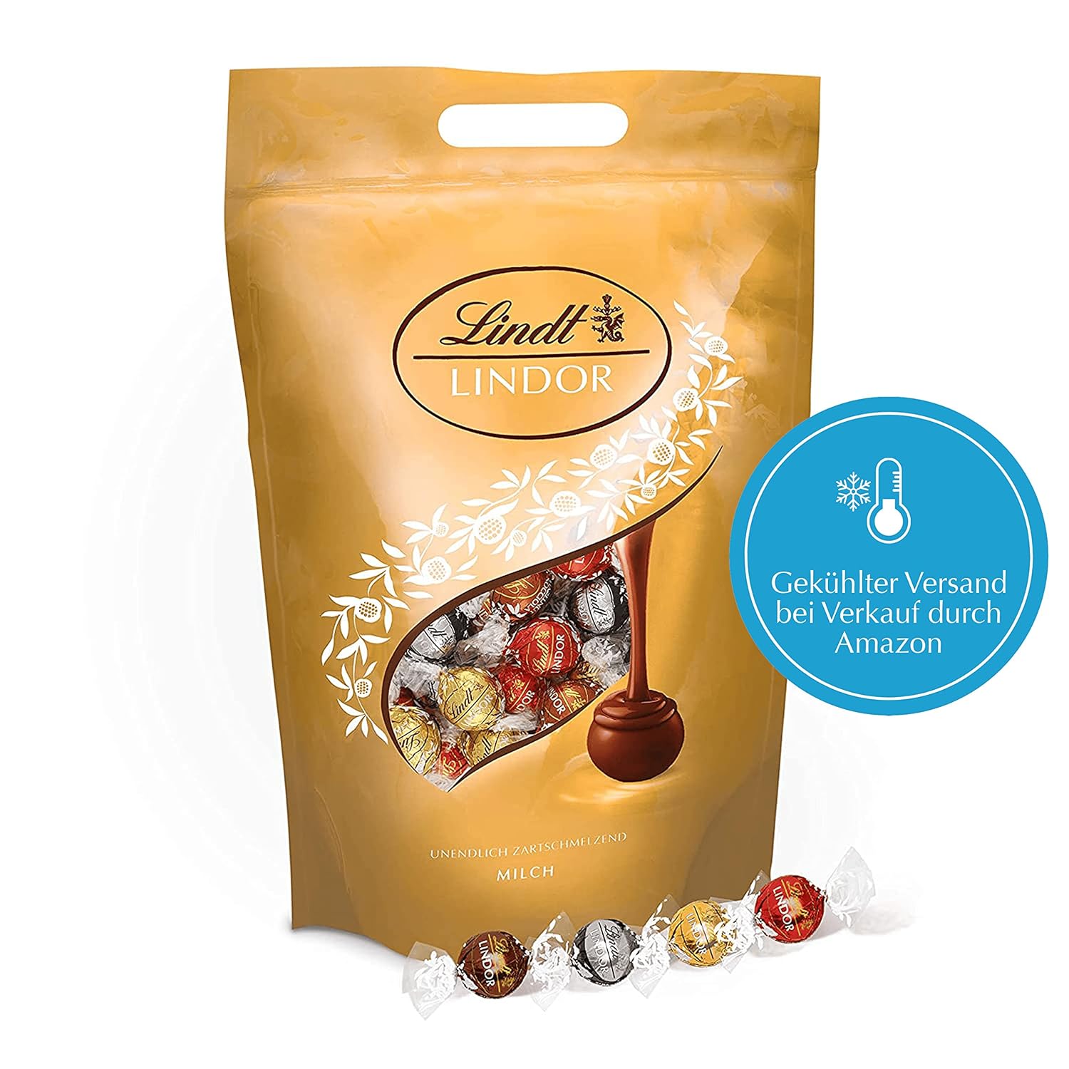 Detalle de Lindt Schokolade 2KG Beutel – LINDOR Kugeln Mix, Pralinengeschenk, Großpackung