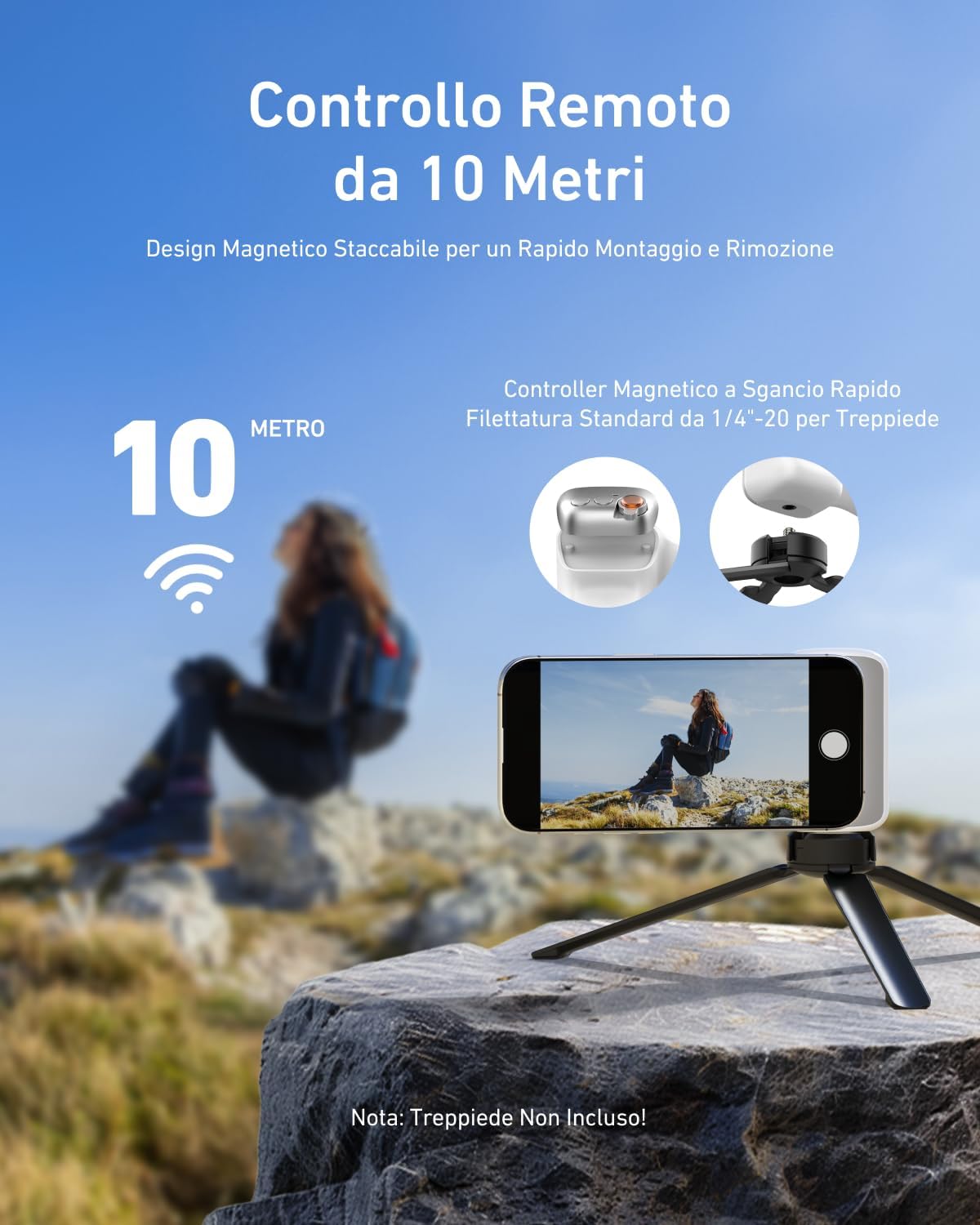 Thumbnail 4 de TELESIN Fun Shot Impugnatura Smartphone + TELESIN C03 Luce Magnetica per Selfie (Bianco) Set