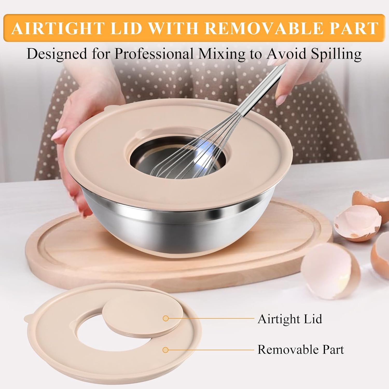 Thumbnail 3 de ENVTEK Mixing Bowls with Airtight Lids Set (20-Piece) with Stainless Steel Bowls, Grater Attachments & Non-Slip Bases