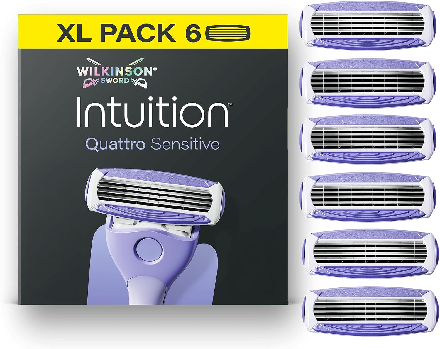Detalle de Wilkinson Sword Intuition Quattro Sensitive – Pack XL avec 6 recharges pour peau sensible