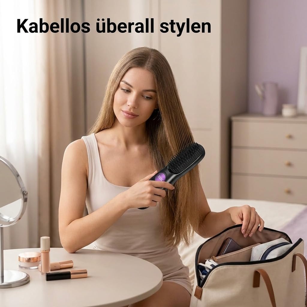 Detalle de STRUKTURPASTE Stylingbürste für Kurze Haare – Kabellos, LED-Anzeige, 3 Temperaturstufen