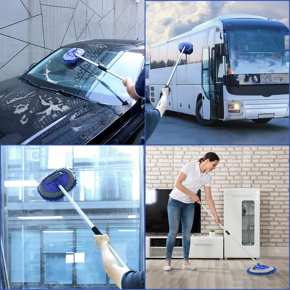 Thumbnail 6 de URAQT Autowaschbürste Teleskop 160 cm – 3-in-1 Faltbar Multifunktion inklusive Moppköpfe und Mikrofasertücher