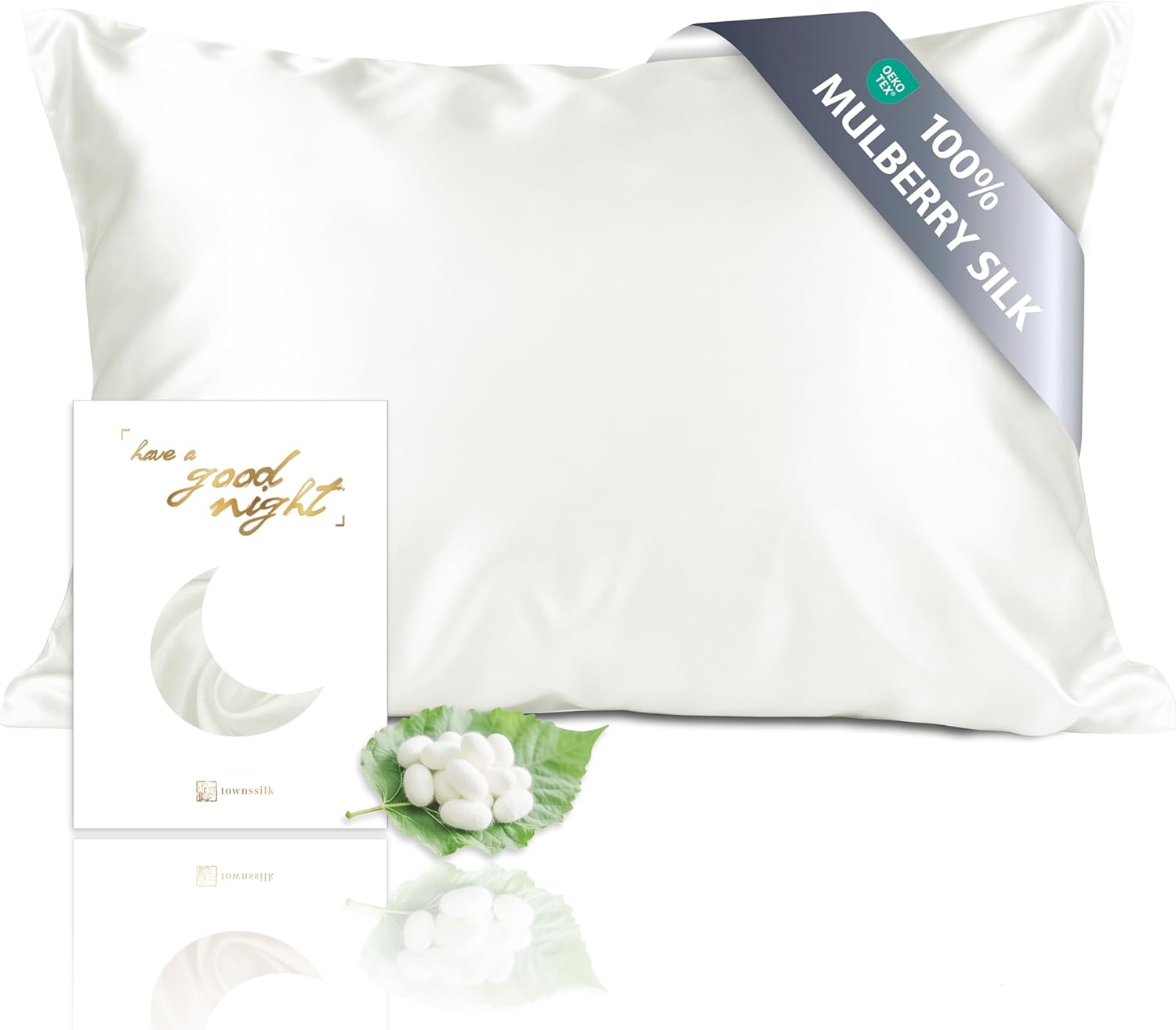 Townssilk Federa per cuscino in seta di gelso 19mm 40x70 cm Naturalwhite, doppia faccia