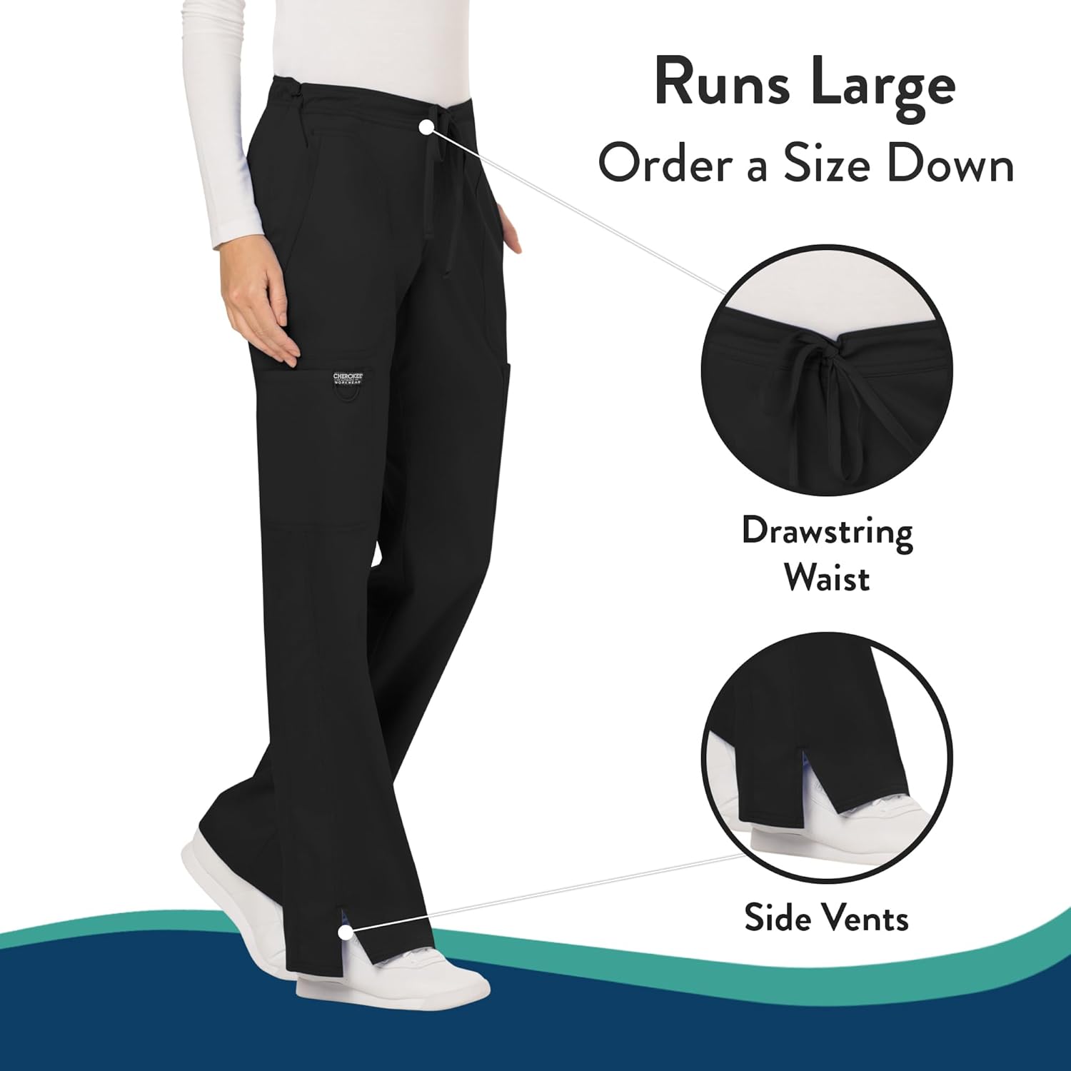 Thumbnail 2 de Cherokee Women Scrubs Pant Workwear Revolution Mid Rise Moderate Flare Drawstring WW120
