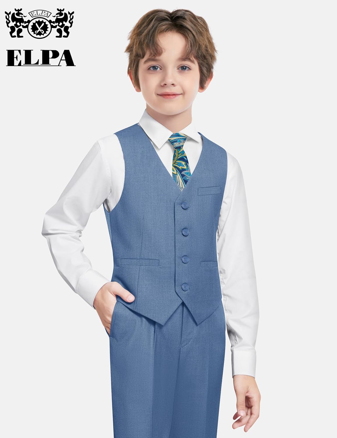Detalle de ELPA ELPA Born for All Wonderful Things Boys' Formal Suit Vest Set with Suspenders
