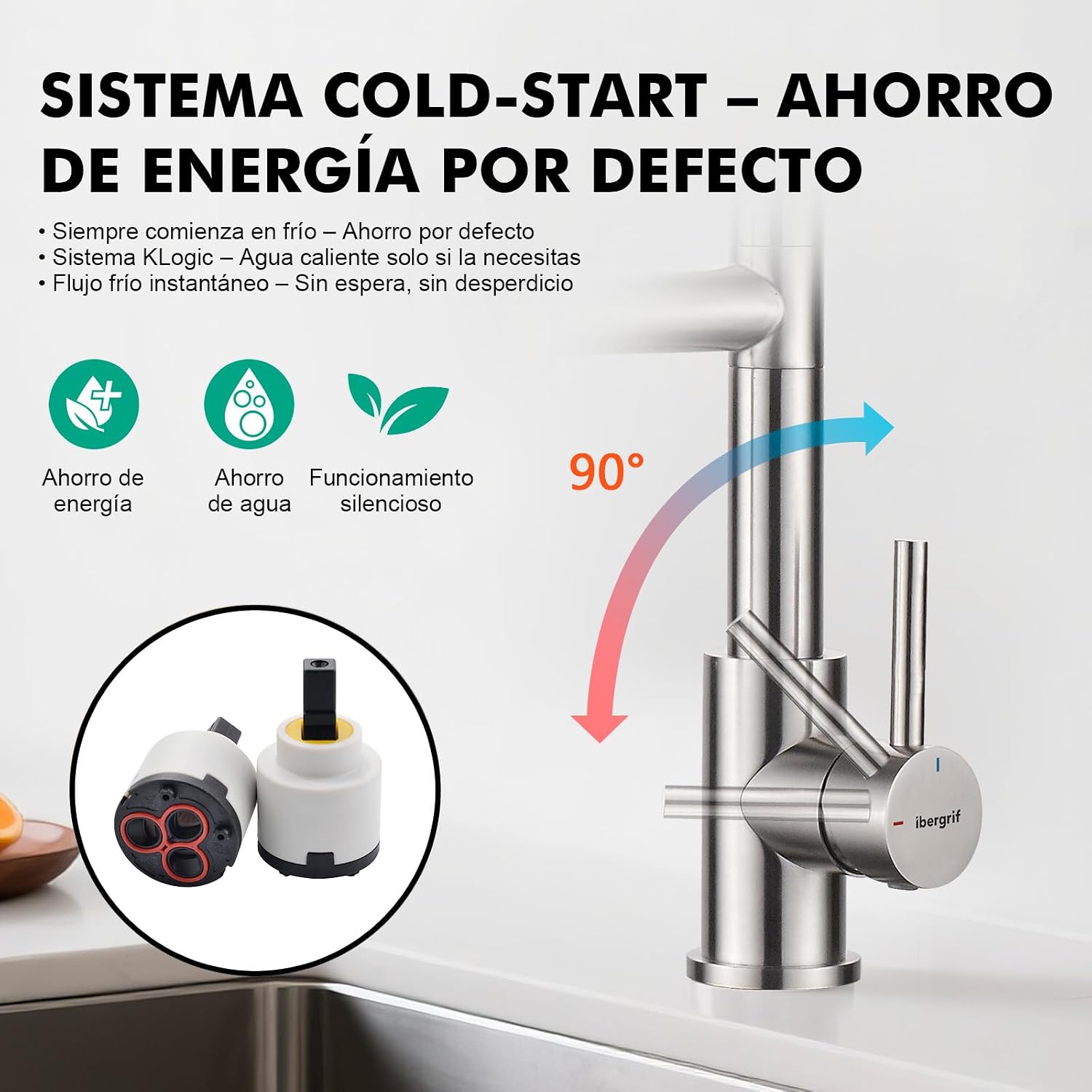 Detalle 2 de Ibergrif M22144A Grifo profesional con ducha extraíble