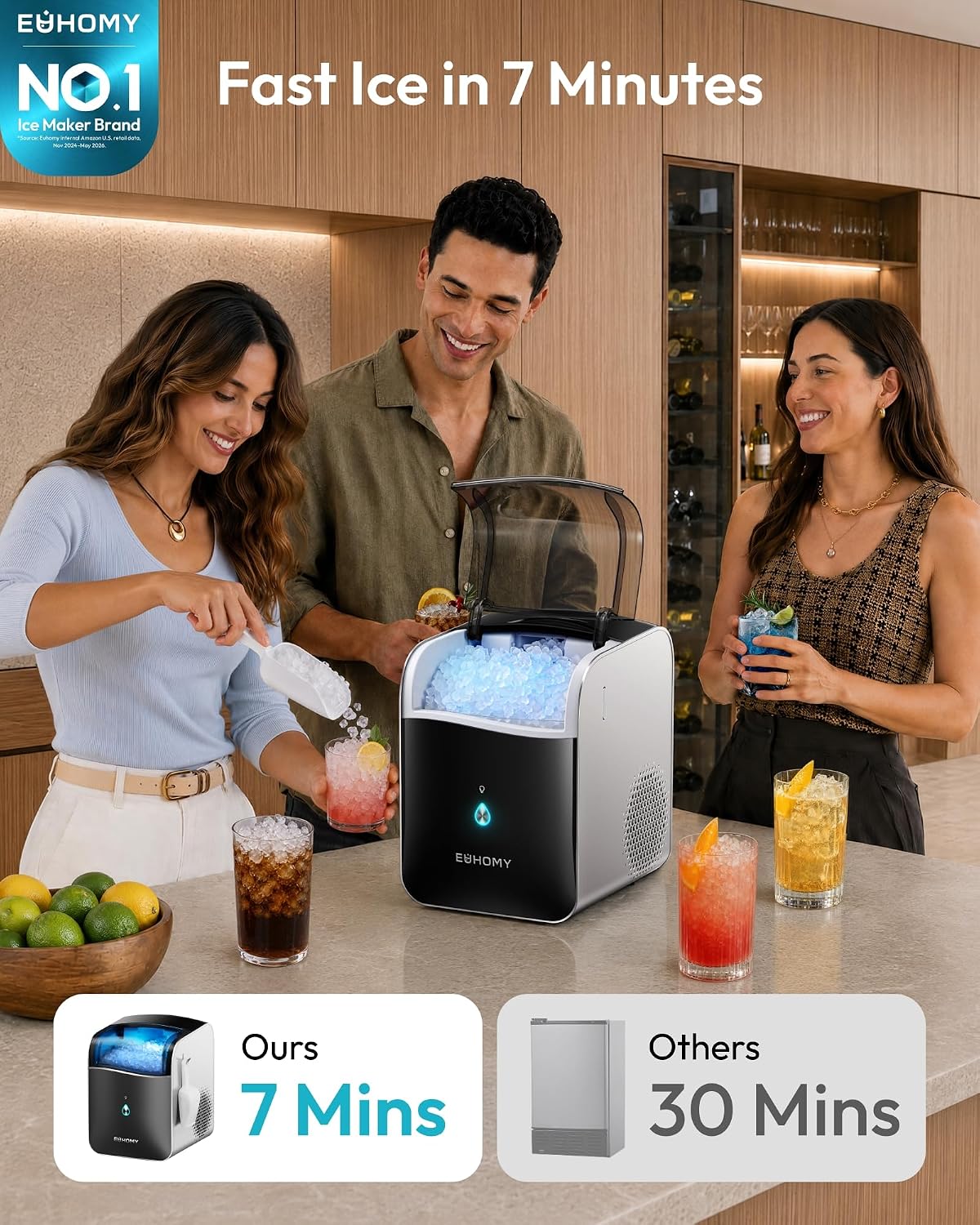 Detalle 2 de EUHOMY Countertop Nugget Ice Maker, 42 lb Daily Output