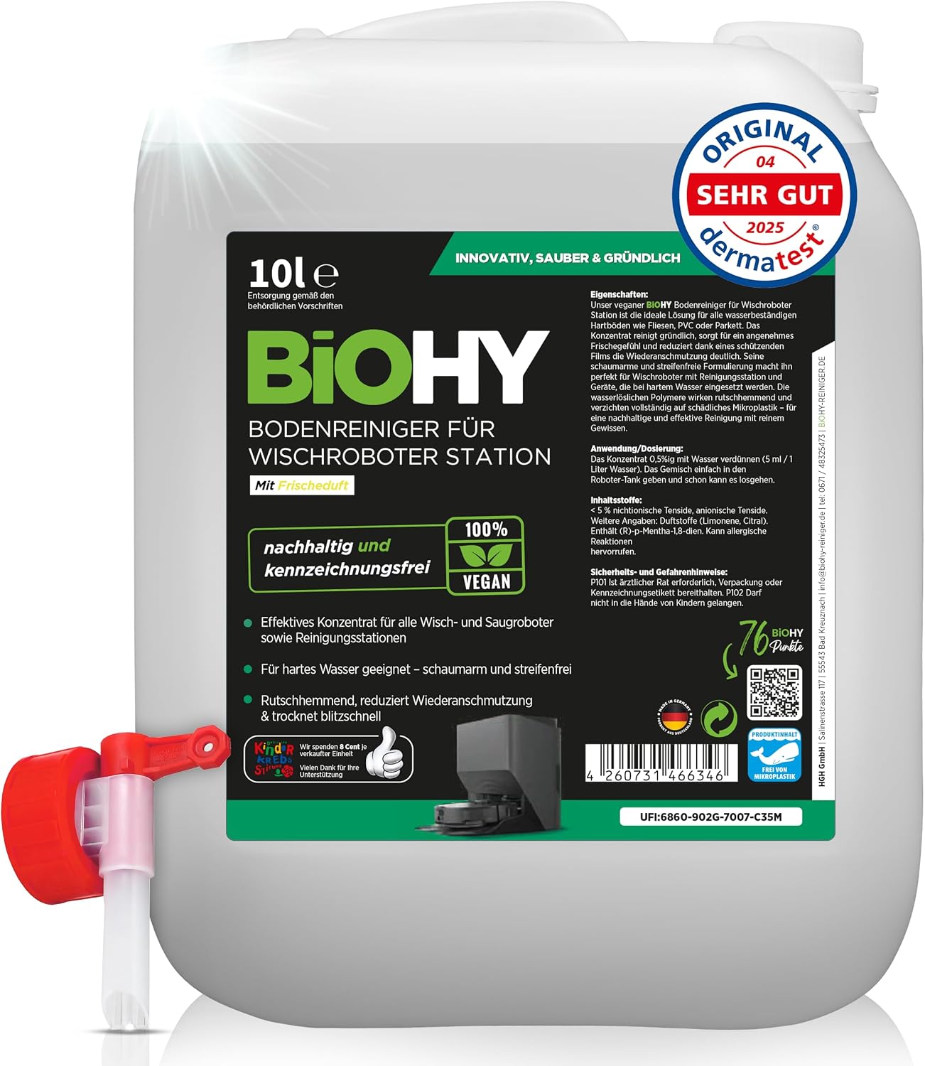 Detalle de BIOHY vloerreiniger voor dweilrobots, 10 l, geconcentreerd met frisse geur