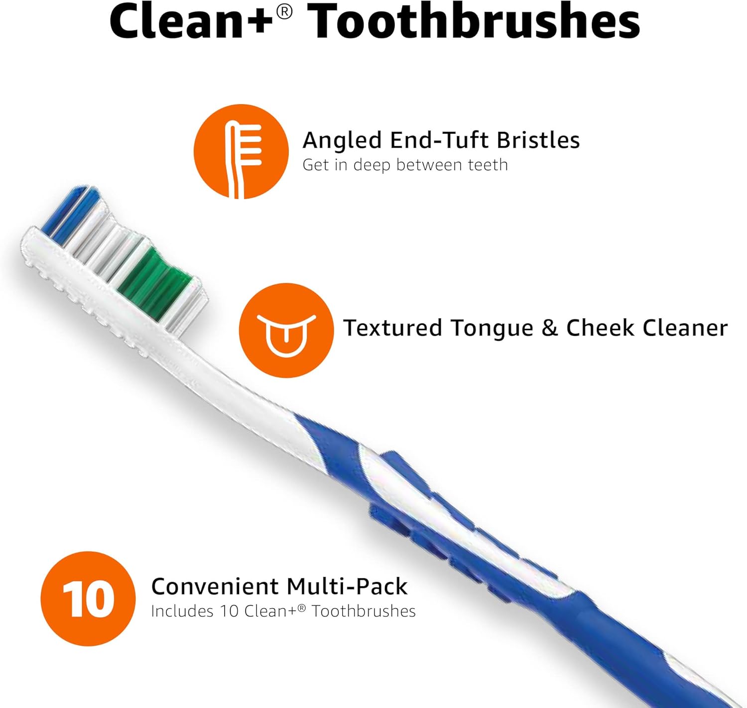 Thumbnail 2 de Amazon Basics Clean Plus Soft Toothbrushes (Adult), Angled End-Tuft, 10-Pack