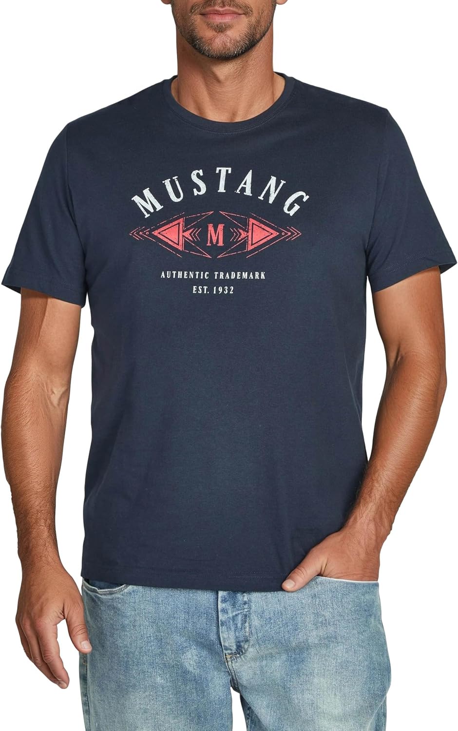 Detalle de MUSTANG T-Shirt Herren Regular Fit 4er Pack – Baumwolle, Rundhals, Kurzarm