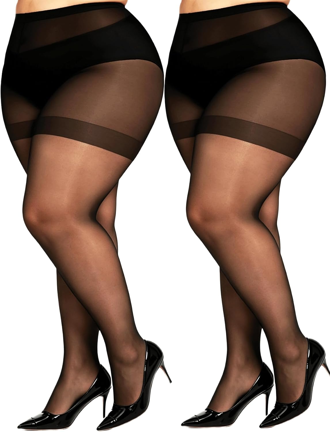 Detalle de DUCMODA Maatje Meer Curvy panty voor dames, 20D transparant, XL-8XL
