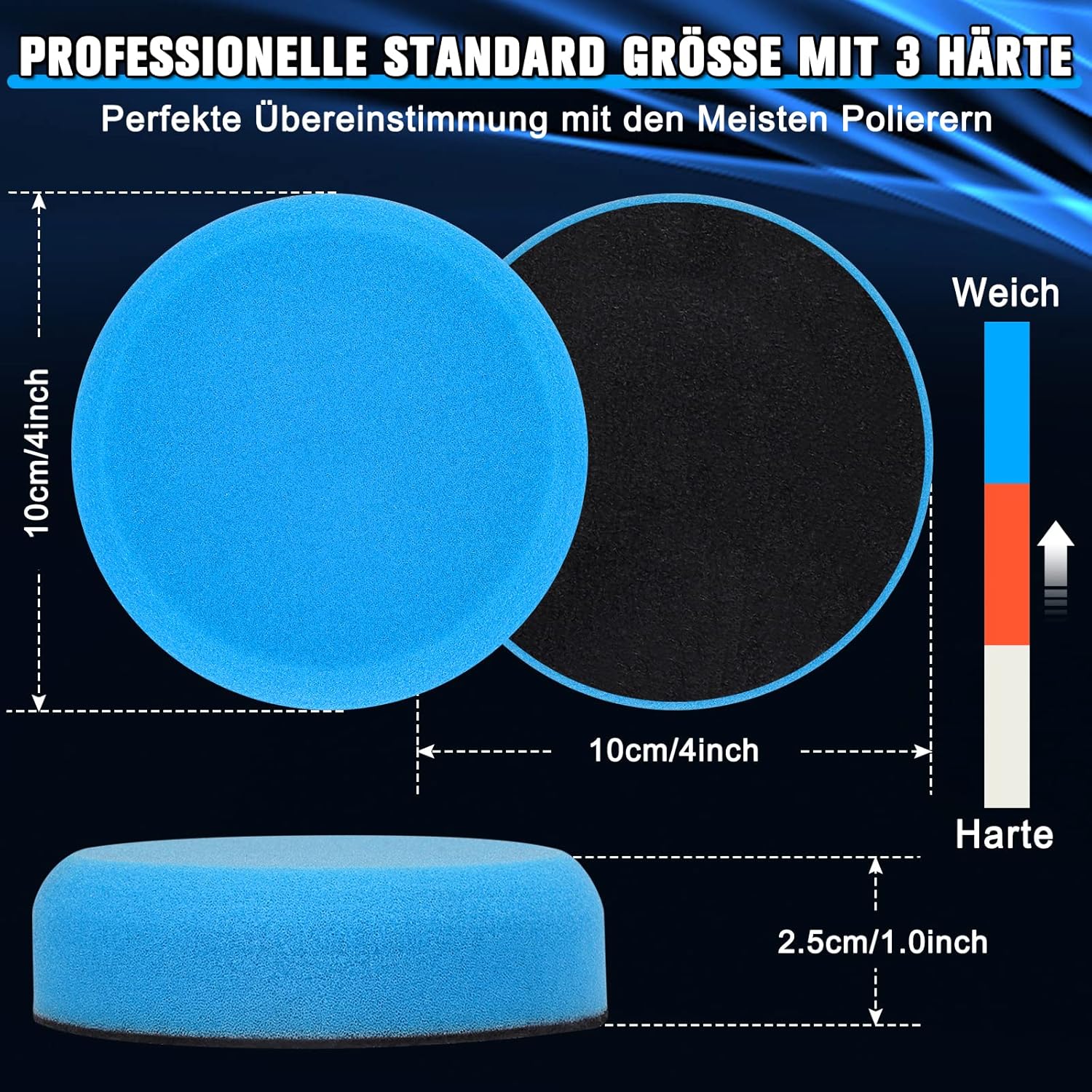Thumbnail 1 de Kasauber Hand Polierschwamm Auto Set Profi 100 mm – Wachs-Applikator-Pads mit Griff & Mikrofaserpoliertüchern