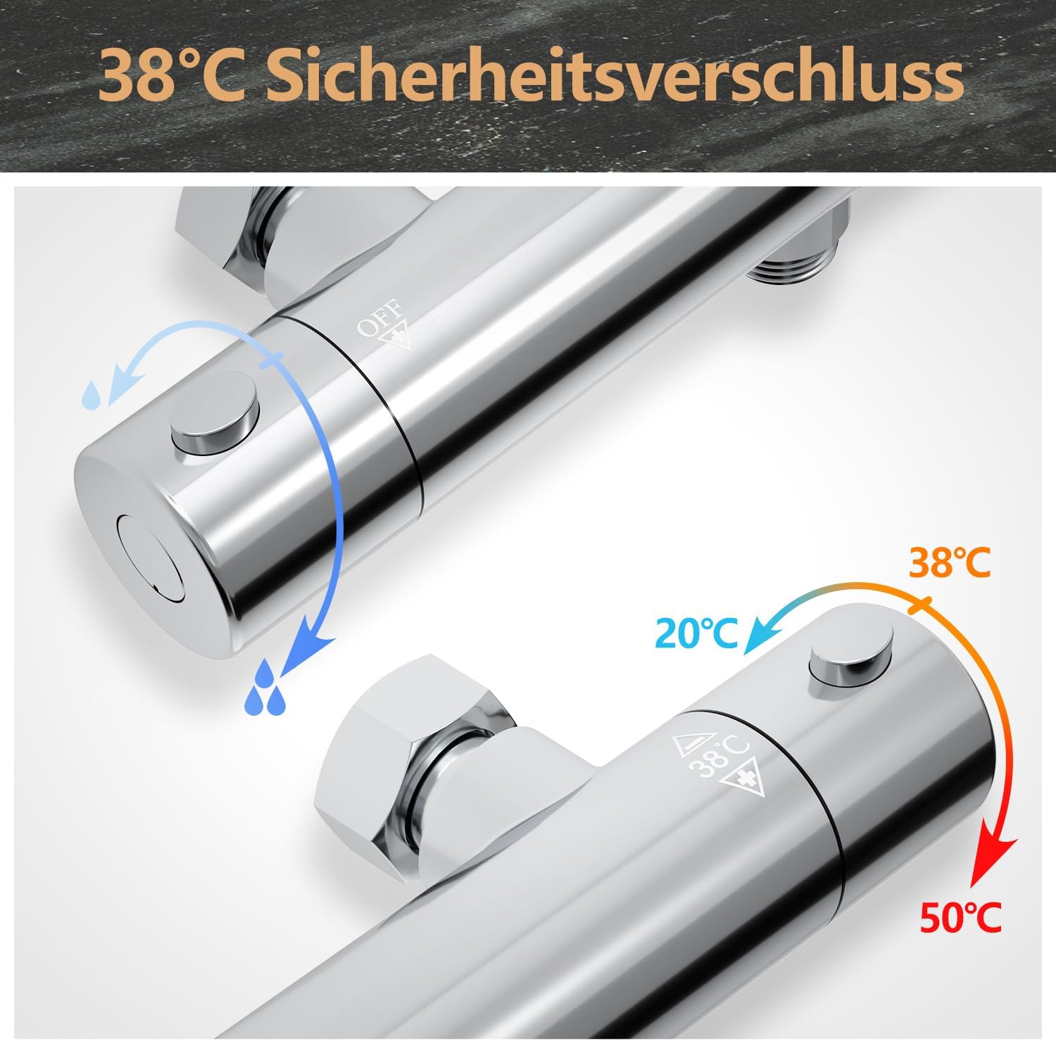 Thumbnail 4 de JOHO Thermostatbatterie Duscharmatur 38 °C Sicherheit