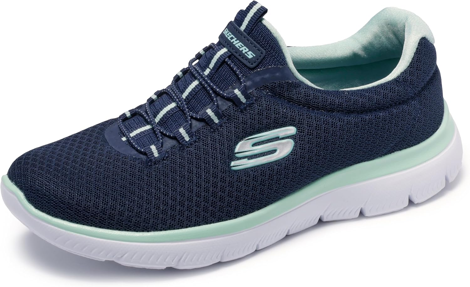 Detalle de Skechers Mujer Summits 12980 Zapatillas en gris con malla y ribete rosa (40 EU)