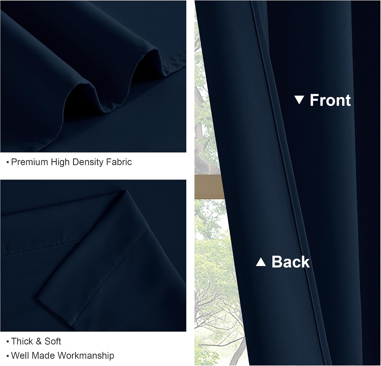 Detalle de PONY DANCE Blackout Curtains, Navy Blue