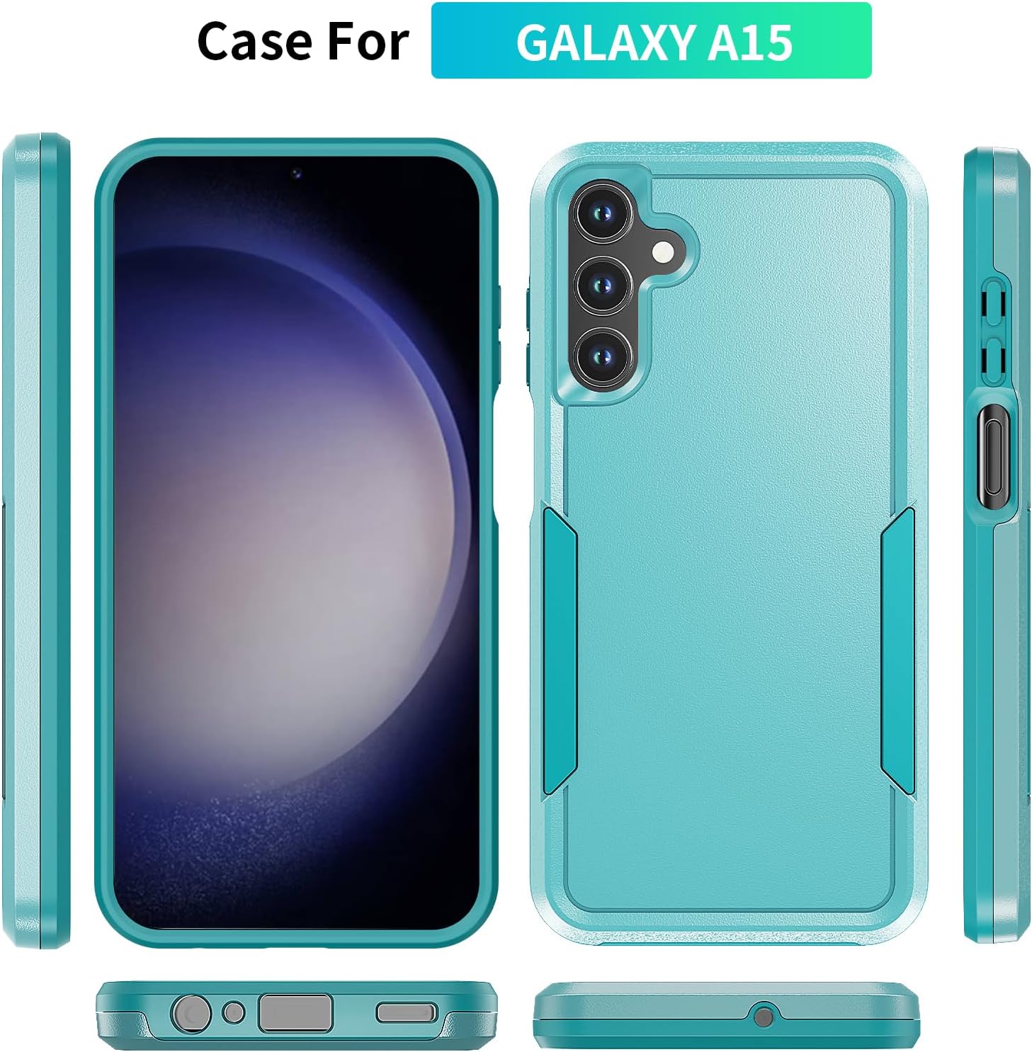 Detalle 2 de Warsia Galaxy A15 5G Rugged Phone Case, Green, Dual-Layer with Screen Protector