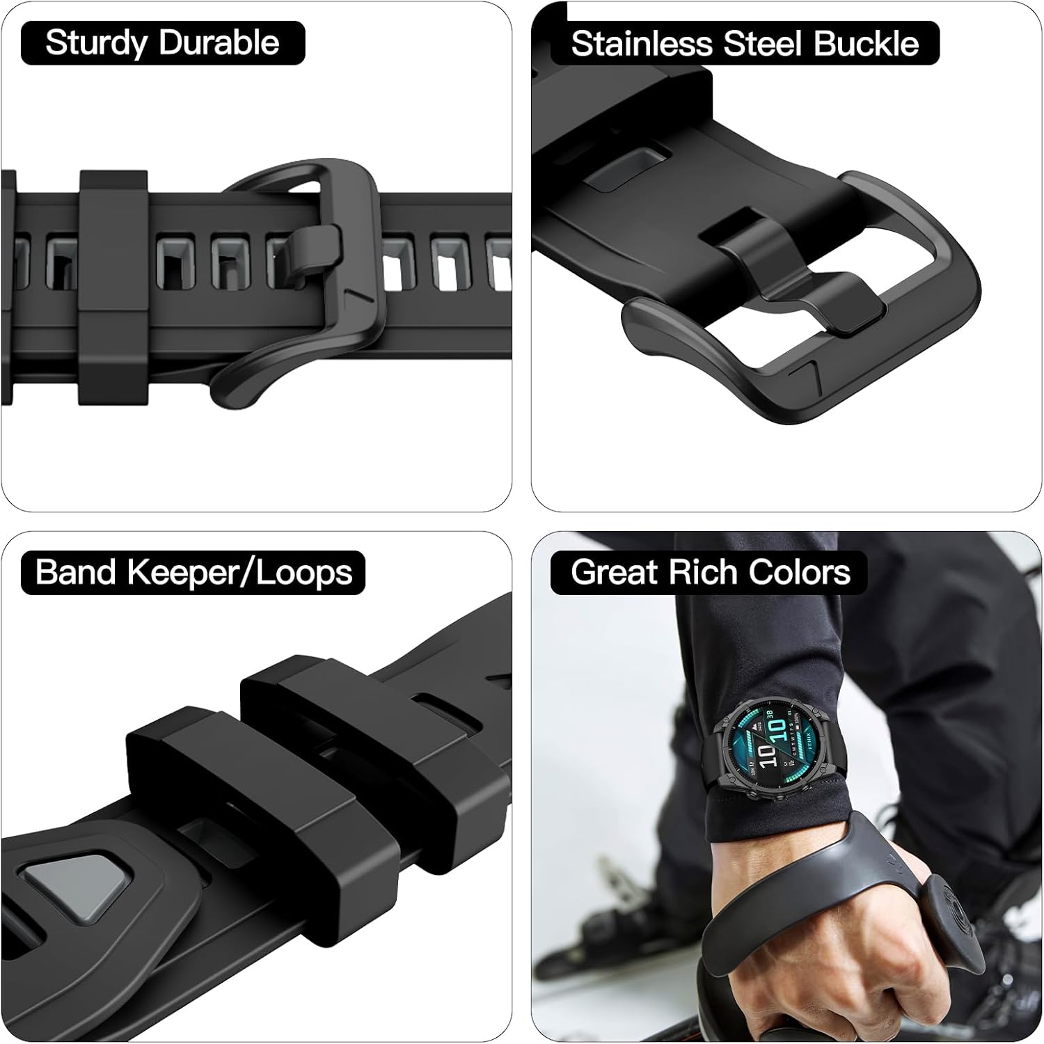 Detalle de OVERSTEP 20mm Soft Silicone Watch Band for Garmin Fenix Series