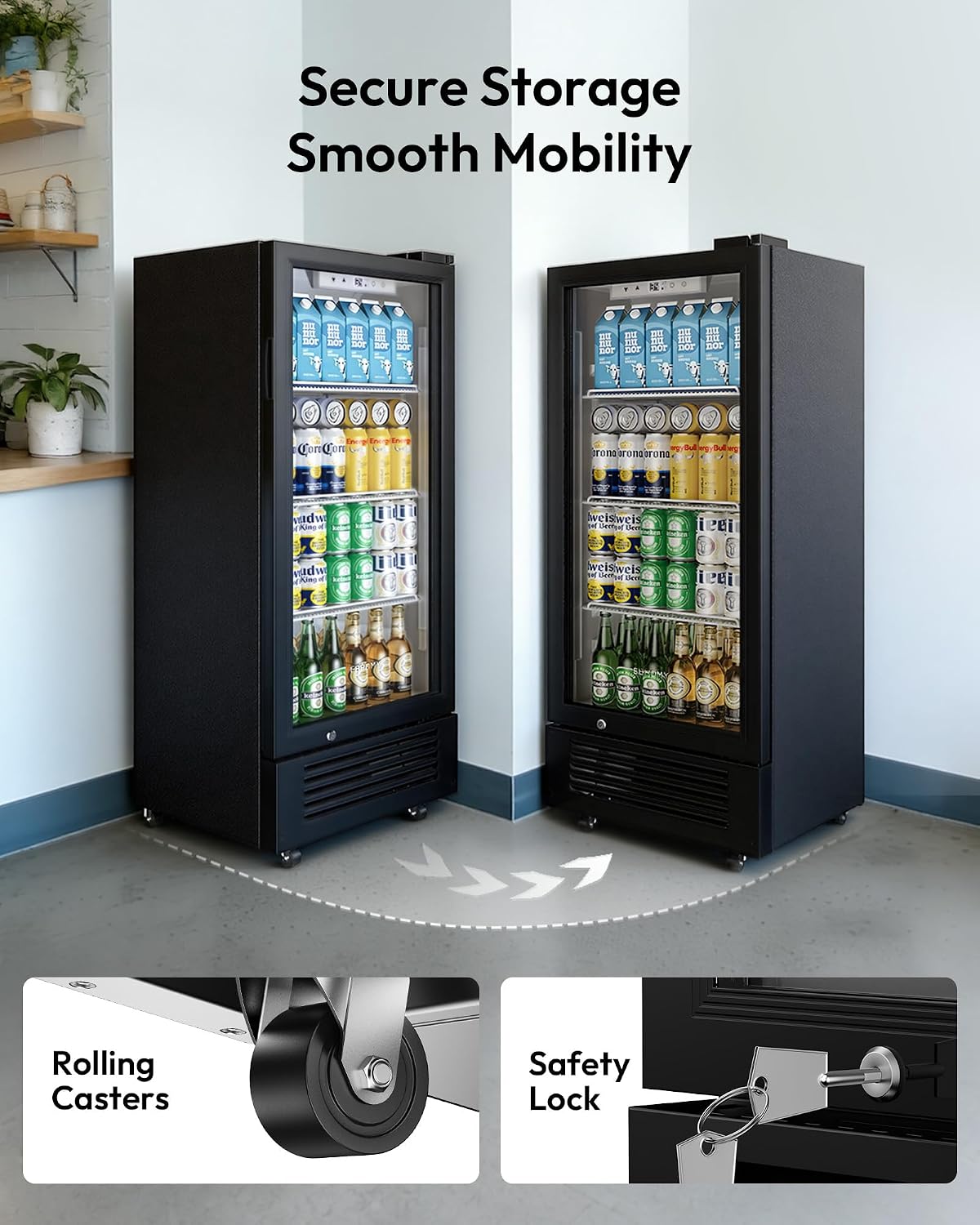 Detalle de EUHOMY CDR004-6 Beverage Refrigerator, 6 Cu. Ft., Glass Door and Lock