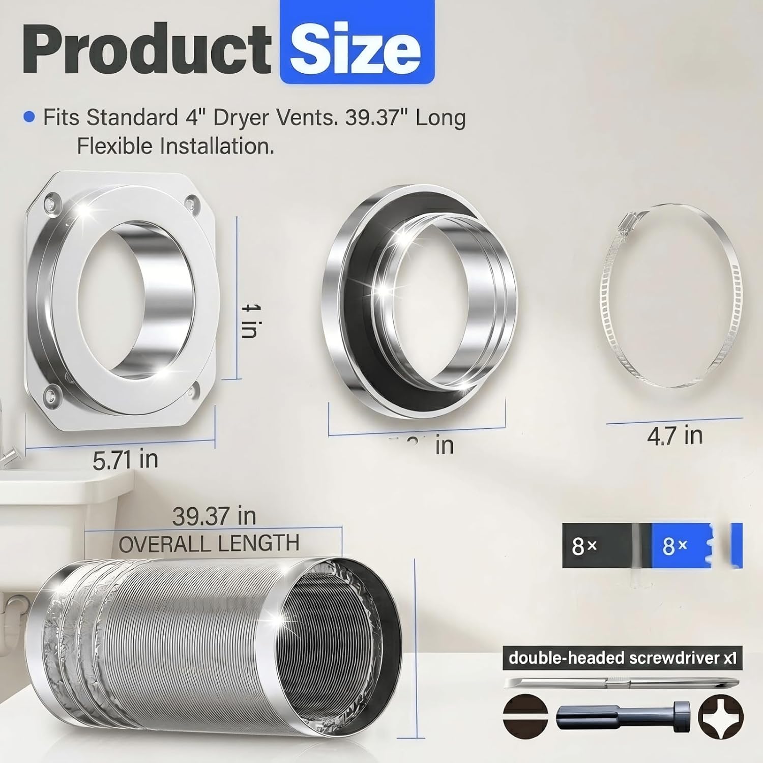 Thumbnail 1 de WASBRAY DV180-Style Magnetic Dryer Vent Connector Kit, 4-Inch Duct