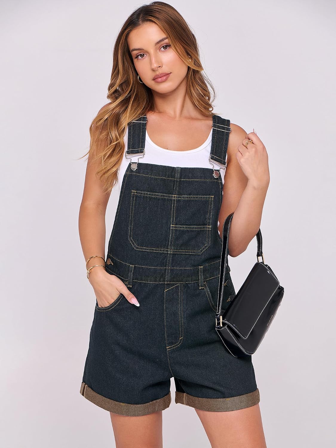Detalle de ANRABESS Women's Denim Overalls Romper Jumpsuit
