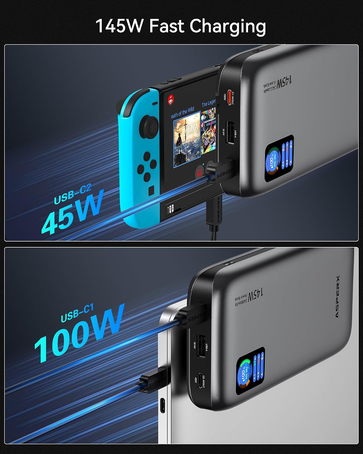 Thumbnail 4 de ASPERX 145W 24000mAh Laptop Power Bank with TFT Display