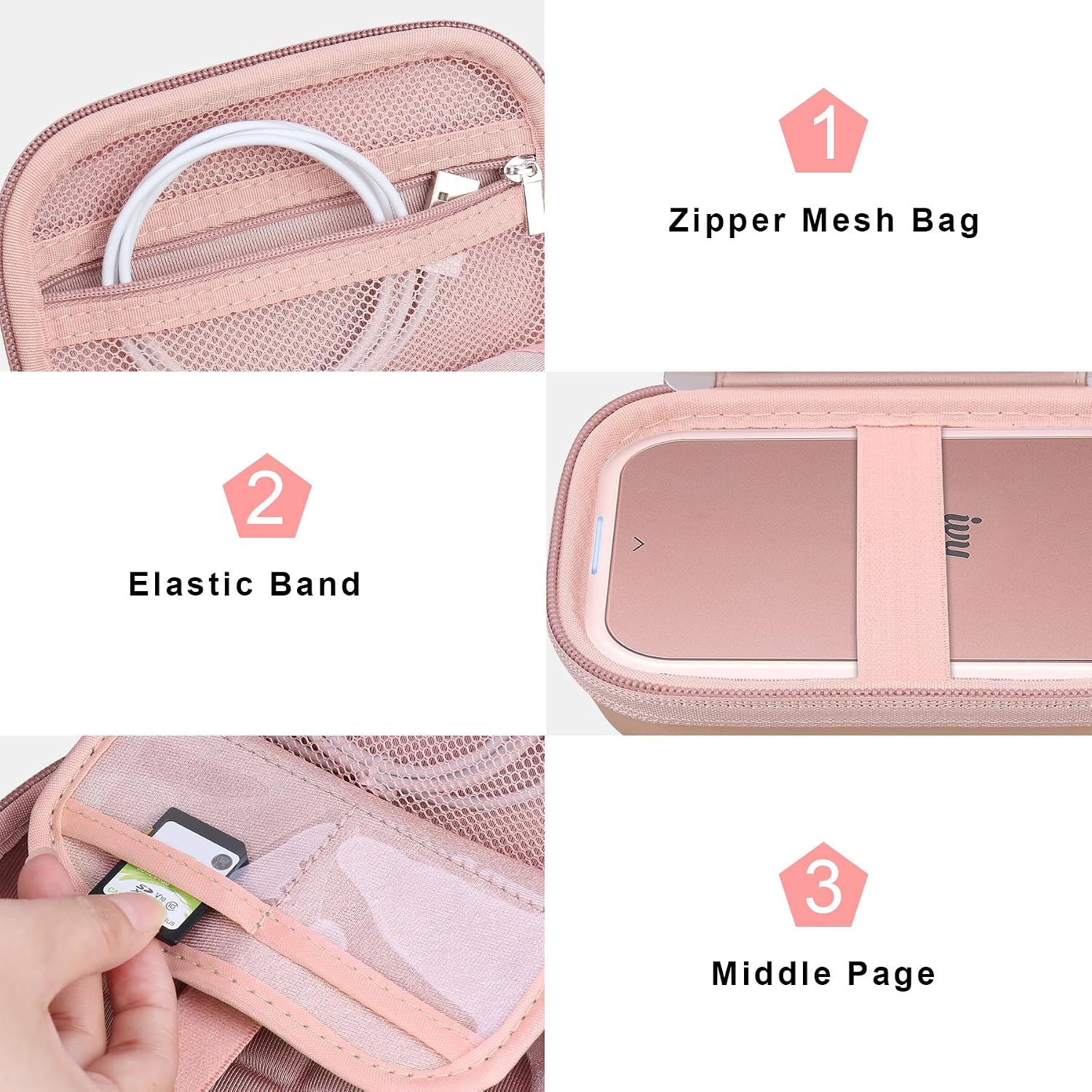 Detalle de Canboc Carrying Case for Canon Zoemini 2 compact photo printer (Rose Gold)