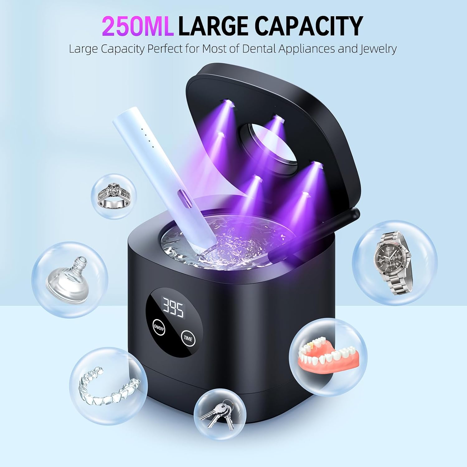 Thumbnail 6 de COBEEK Ultrasonic Retainer Cleaner Machine, 52kHz 250ml Capacity — Deep Cleaning for Retainers, Braces, and More