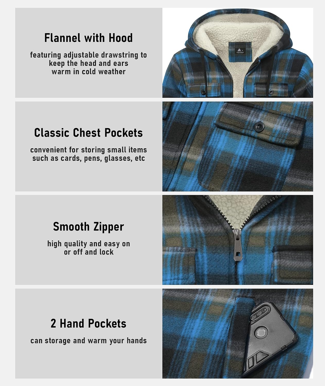 Thumbnail 4 de GEEK LIGHTING Men's Flannel Jacket with Sherpa Lining