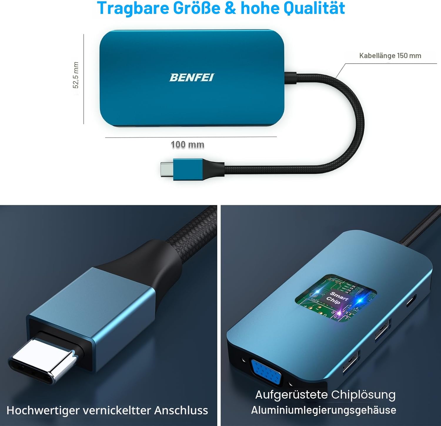Thumbnail 5 de BENFEI USB‑C MST Hub-Docking Station 8‑in‑1 mit 2×HDMI, 1×VGA, 3×USB 3.0 und 100‑W Power Delivery
