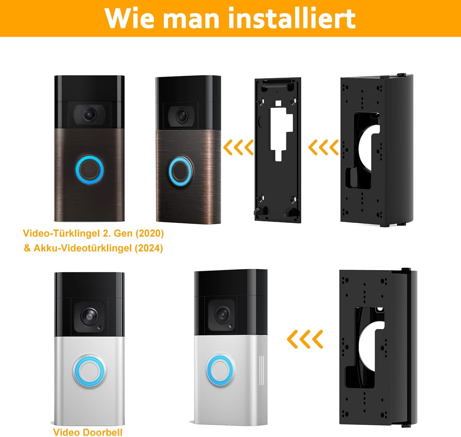 Thumbnail 3 de Video Türklingel Verstellbare Halterung (Winkel 30–55 Grad) kompatibel mit Video Doorbell Wired/1/2/2. Gen/3/3 Plus/4 & Akku-Videotürklingel (2024)/Plus/Pro