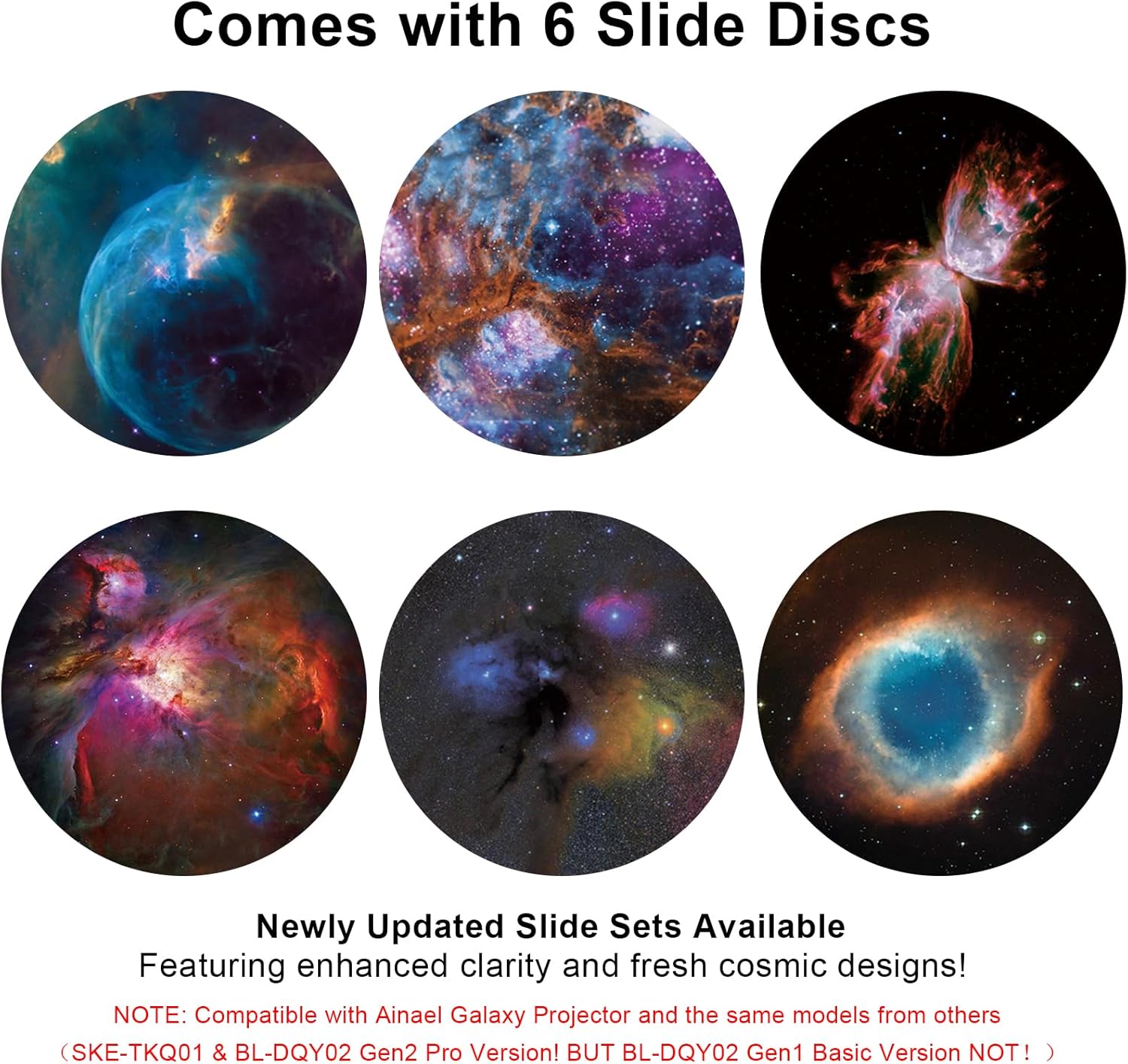 Thumbnail 1 de Ainael Galaxy Disque pour projecteur – lot de 6 diapositives Ultra HD (Nebula A), compatible Ainael Galaxy et modèles Pro SKE-TKQ01 & BL-DQY02