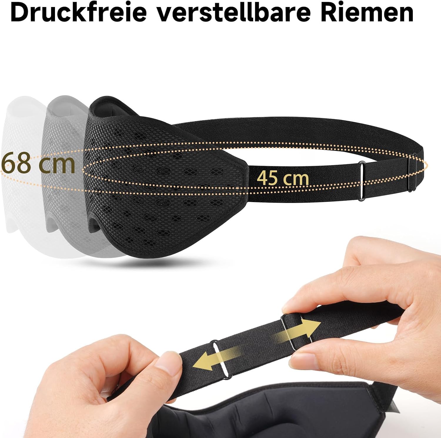 Detalle 2 de Umisleep Schlafmaske: Atmungsaktiv, 100% Verdunkelung, Seitenschläfer-kompatibel – Schwarz