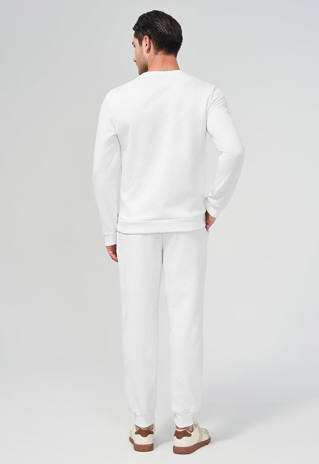 Detalle de KUYIGO Herren Trainingsanzug-Set (2-teilig) aus atmungsaktivem Baumwoll-Sweat – für Fitnessstudio, Laufen & Freizeit, S-2XL