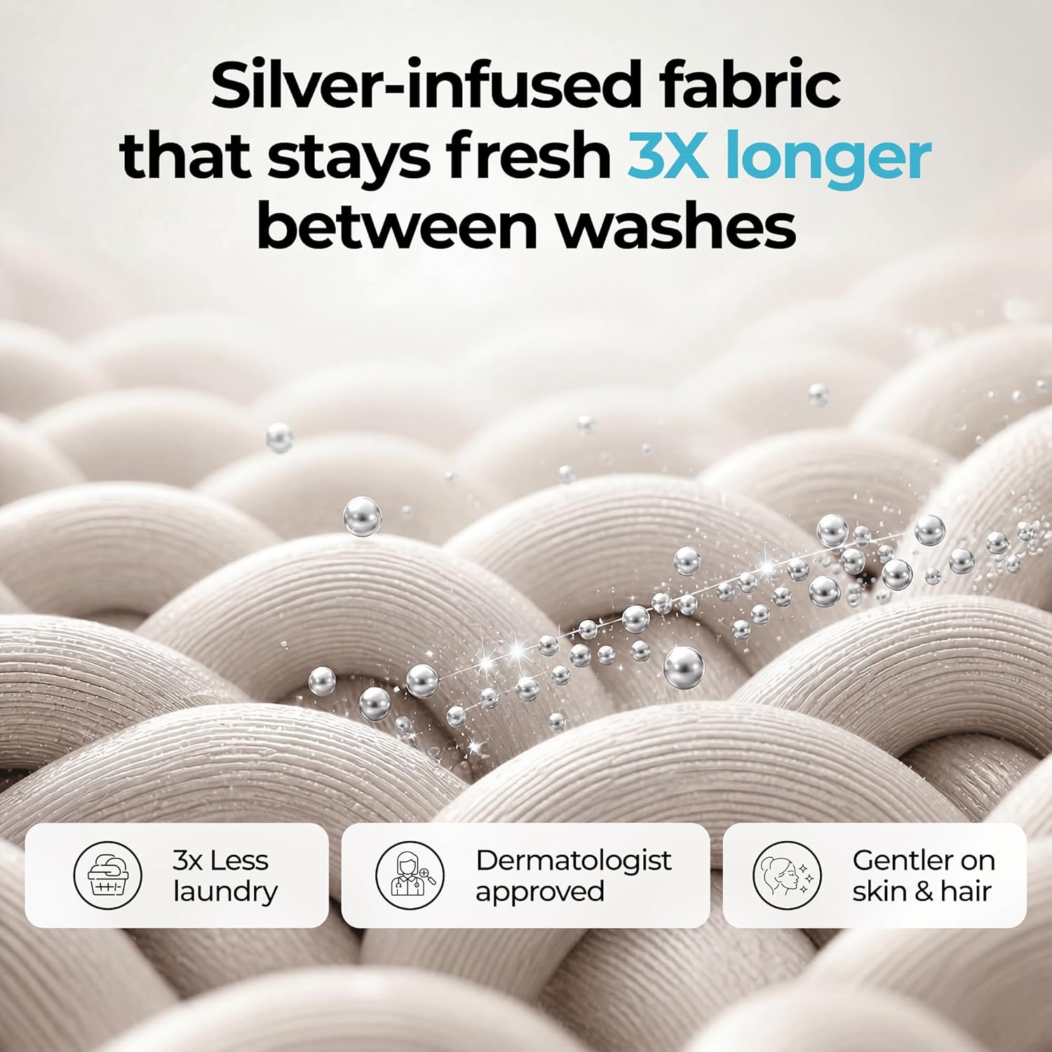 Thumbnail 3 de Silvery Silver Infused Bed Sheets Set — Ultra-Soft, Temperature-Regulating with Self-C Cleaning Technology