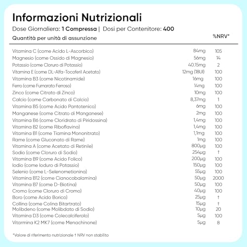 Detalle 2 de Multivitaminico Completo WeightWorld Uomo e Donna 400 Compresse Vegane (+1 Anno) – una base affidabile per vegani
