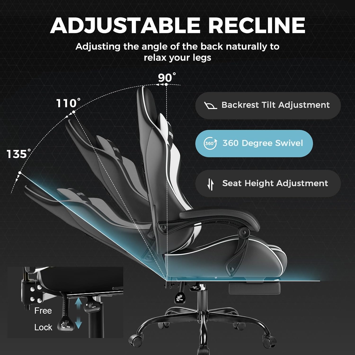 Detalle de GTPLAYER Gaming Chair, Pearl White