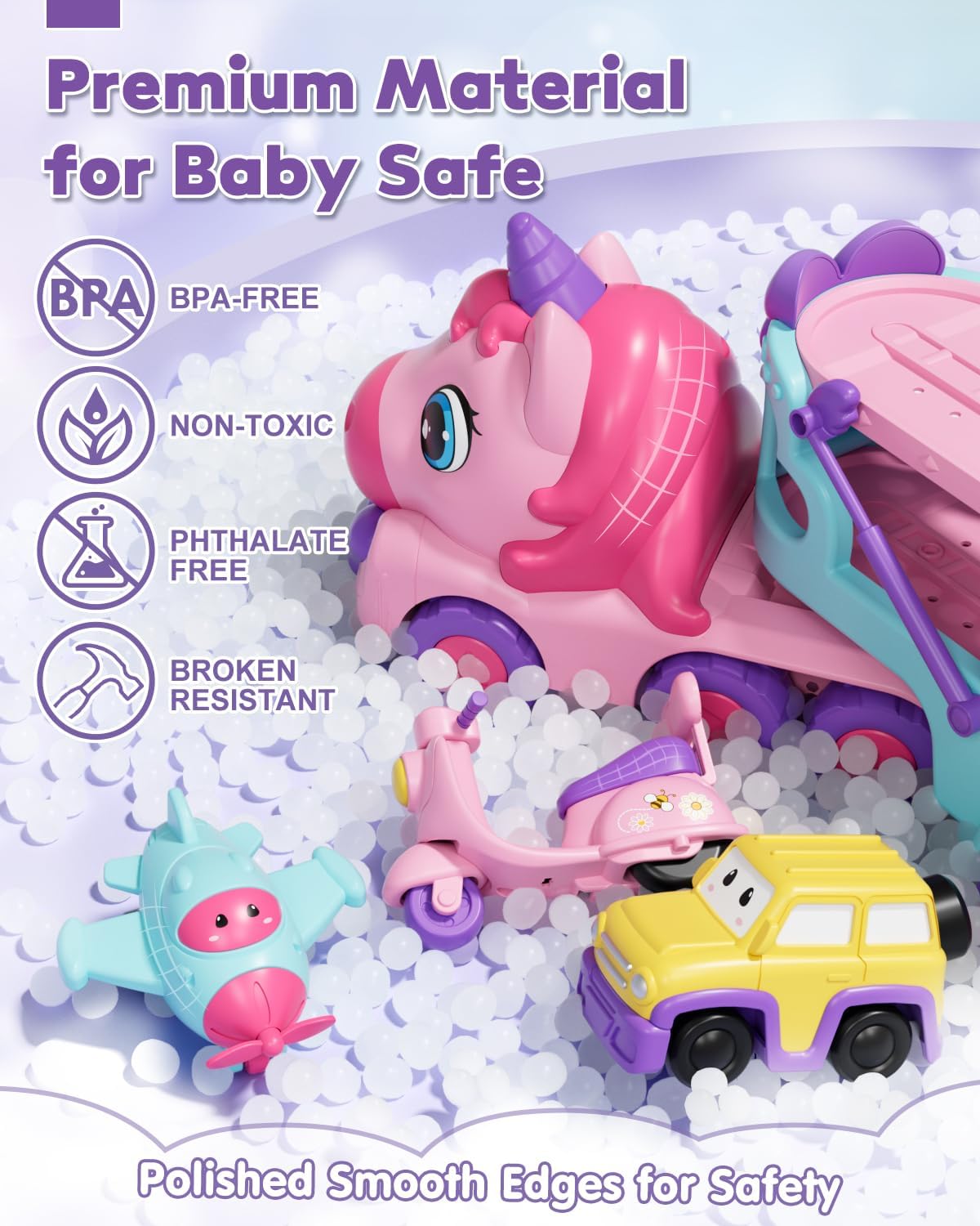 Thumbnail 5 de Lehoo Unicorn 5-in-1 Castle Toddler Toys: Carrier Truck with Lights & Music, Unicorn Track Play Set for Ages 2+