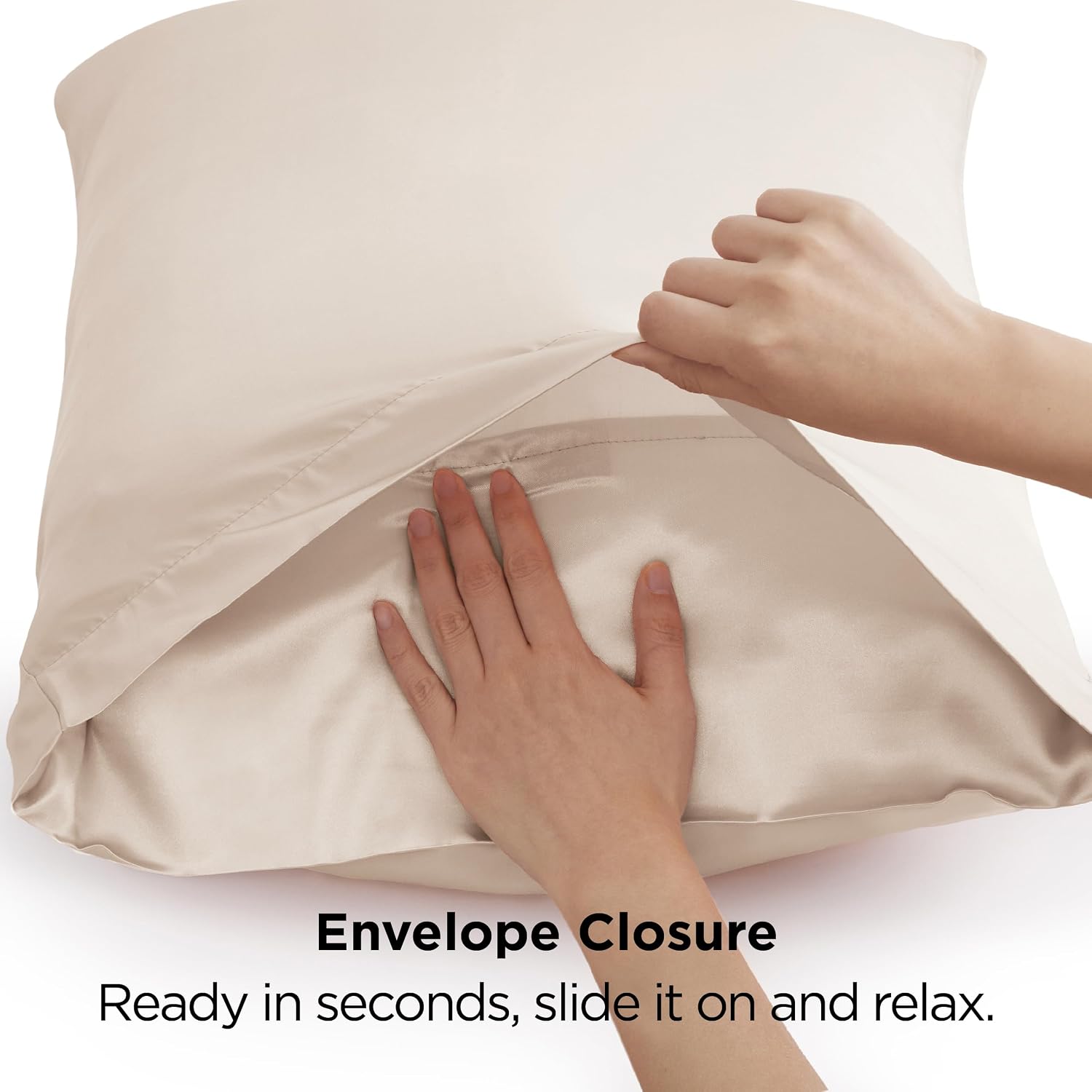Thumbnail 6 de Bedsure Pillowcases-Satin Queen Satin Pillowcases, 2-Pack, Beige Polyester