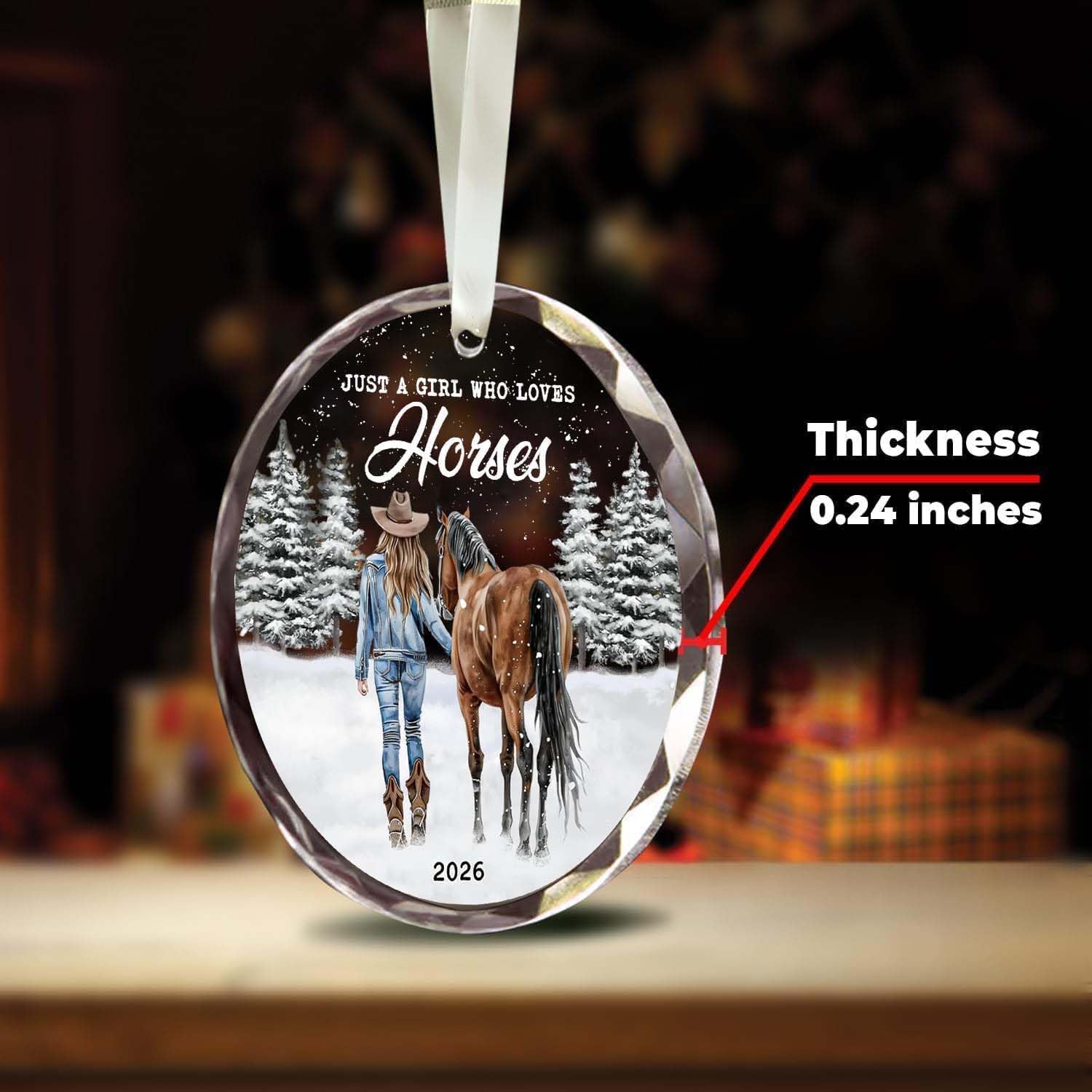 Detalle de Glass Horse Christmas Ornament 2026