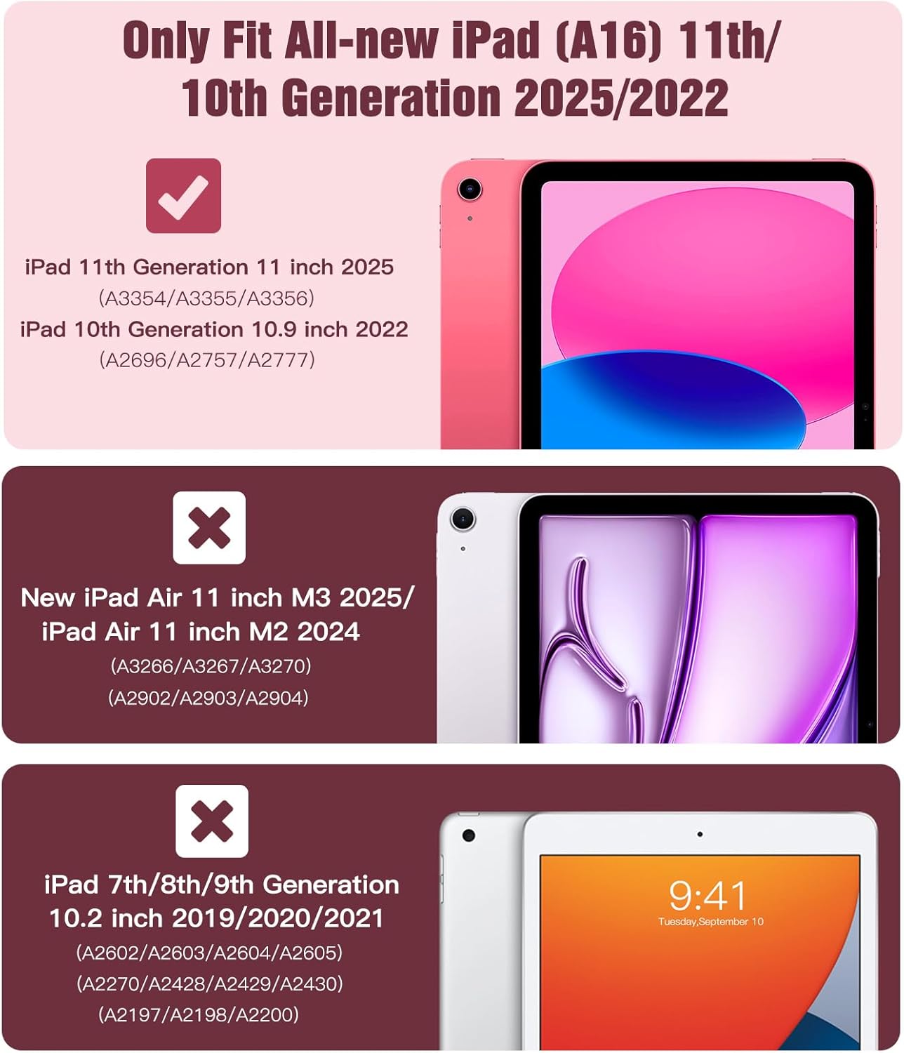 Thumbnail 1 de TiMOVO Hülle für iPad A16 11. Generation / 10. Generation – Wassermelone Rot, transparente Rückseite